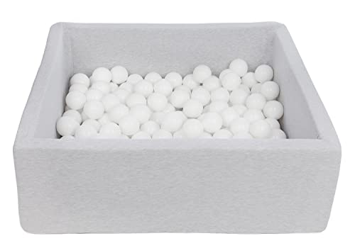 Velinda Bällebad Ballpool Kugelbad Bällchenbad Kinder-Pool mit 150 Bällen/90x90cm (Farbe der Bälle: weiß) von Velinda