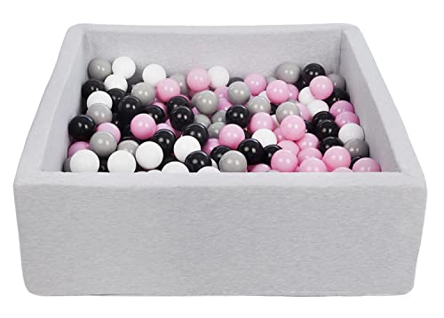 Velinda Bällebad Ballpool Kugelbad Bällchenbad Kinder-Pool mit 300 Bällen/90x90cm (Farbe der Bälle: schwarz,weiß,rosa,grau) von Velinda