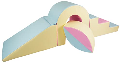 Velinda Brücke-Set 4 Großbausteine Schaumstoffbausteine XXL-Softplay-Spielbausteine (Farbe: pink, blau, gelb (pastell)) von Velinda