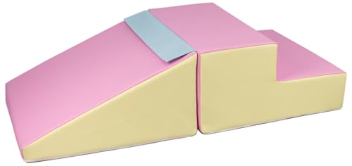 Velinda MiniRutsche-Set Großbausteine Schaumstoffbausteine Softsteine Krabbellandschaft (Farbe: pink, blau, gelb (Pastell)) von Velinda