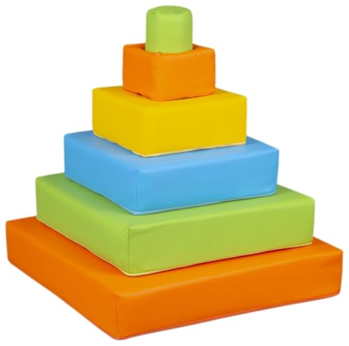 Velinda Pyramide-Set Großbausteine Softbausteine Schaumstoffbausteine Bausteine Softplay (Farbe: gelb, grün, blau, orange) von Velinda