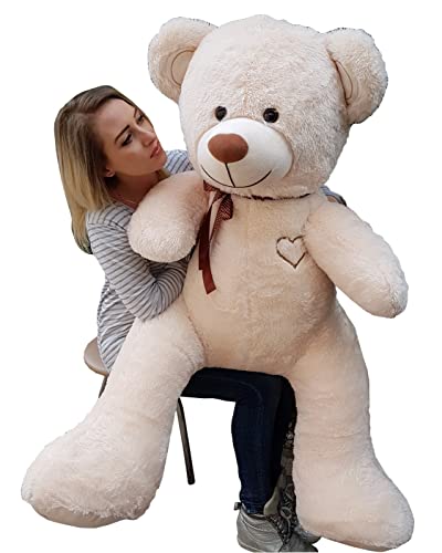 Velinda Teddybär Plüschbär Kuscheltier Stofftier Schmusebär Teddy Geschenkidee 160cm (Farbe: cremefarben) von Velinda