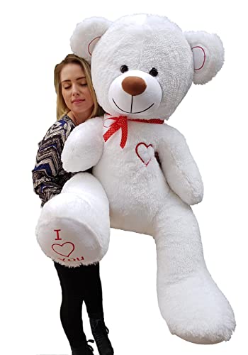 Velinda Teddybär Plüschbär Kuscheltier Stofftier Schmusebär Teddy Geschenkidee 160cm (Farbe: weiß-rot) von Velinda