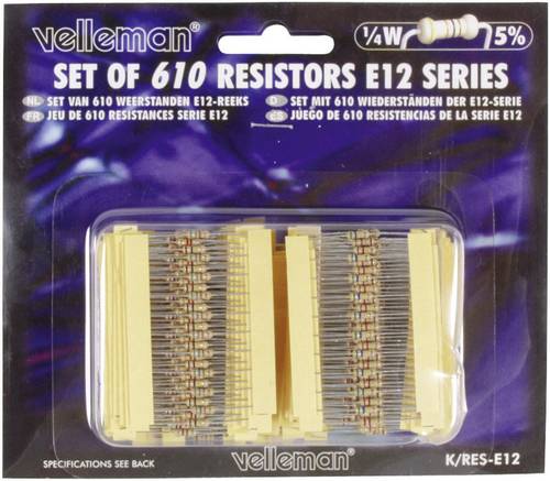 Whadda K/RES-E12 K/RES-E12 Kohleschicht-Widerstand Sortiment axial bedrahtet 0.25W 5% 1 Set von Whadda