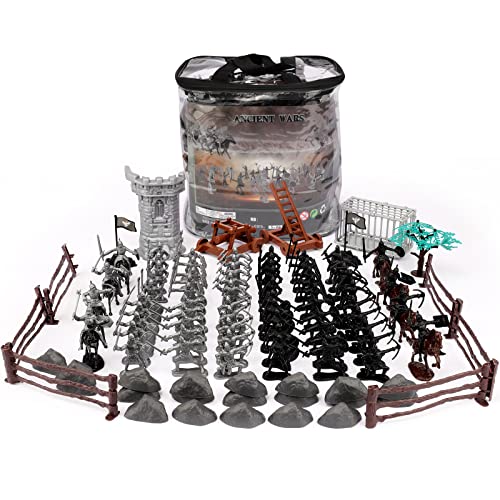 Veluoess 109 Stück Spielzeug Soldaten Figuren, Ritter Spielzeug, Militär Spielset mit Ritter Figuren, Soldaten, Leiter und Schlachtfeldzubehör für Kinder 3+ von Veluoess