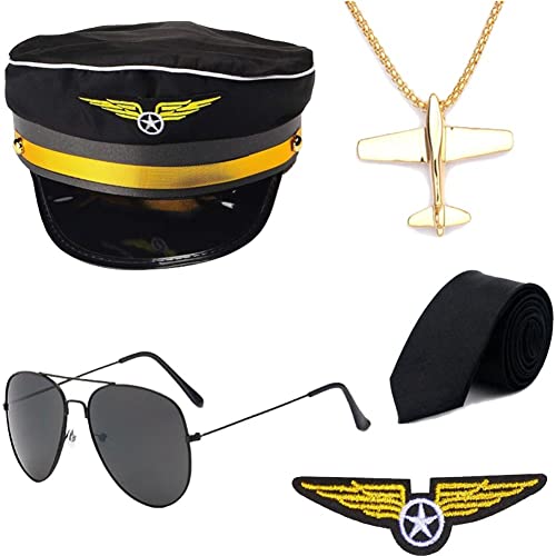 Vepoty Airline Pilot Costume Kit 5pcs / Set Pilot Dress Up Accessoire-Set mit Sonnenbrillen-Kostümzubehör von Vepoty