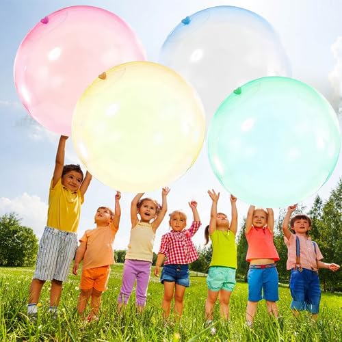 Vercico 4PCS Bubble Ball XXL, riesen Luftballons Wasserblasenball aufblasbarer Wasserball übergroße Bubble Bälle Outdoor Spielzeug für Kinder Strand Pool Garten Party Upgrade Farbe zufällig von Vercico