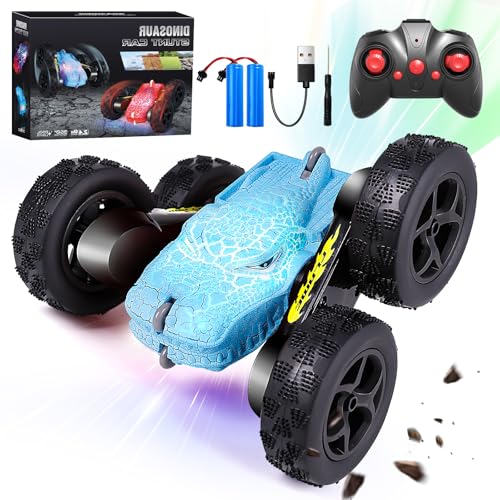 Verdantree Dinosaurier Ferngesteuertes Auto 3 4 5 6 7 8 Jahre, Monstertruck Spielzeug ab 3-10 Jahre Junge, 4WD LED Blinken RC Auto Spielzeug Geburtstags Geschenke für Kinder, Junge & Mädchen (Blau) von Verdantree