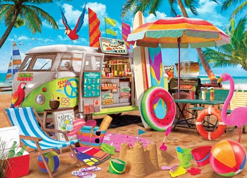 VCC Beach Camping Puzzle 1000 Teile – Fertige Größe 66 x 49 cm – vollständig ineinandergreifende und zufällig geformte Teile von Vermont Christmas Company