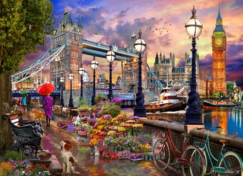 VCC London Stroll Puzzle, 1000 Teile, fertige Größe 66 x 49 cm, vollständig ineinandergreifende und zufällig geformte Teile von Vermont Christmas Company