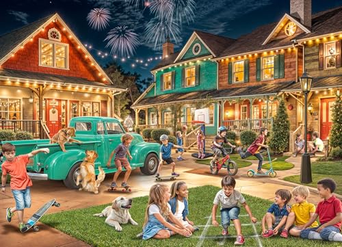 VCC Neighborhood Fun Jigsaw Puzzle 1000 Teile - Puzzles für Erwachsene & Familien - Voll ineinandergreifende & zufällig geformte Teile - 26 5/20.3 cm x 19 1/10.2 cm von Vermont Christmas Company