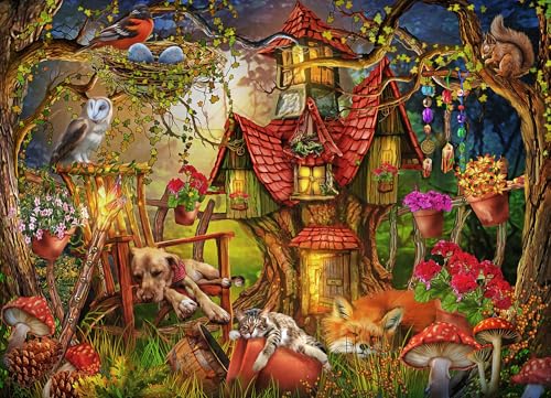 VCC Woodland Snooze Puzzle 1000 Teile – Fertige Größe 66 x 49 cm – vollständig ineinandergreifende und zufällig geformte Teile von Vermont Christmas Company