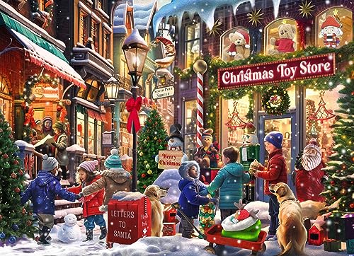 Vermont Christmas Company Christmas Toy Store Puzzle 1000 Teile – Urlaubspuzzle – vollständig ineinandergreifende und zufällig geformte Teile – 67 x 49 cm von Vermont Christmas Company