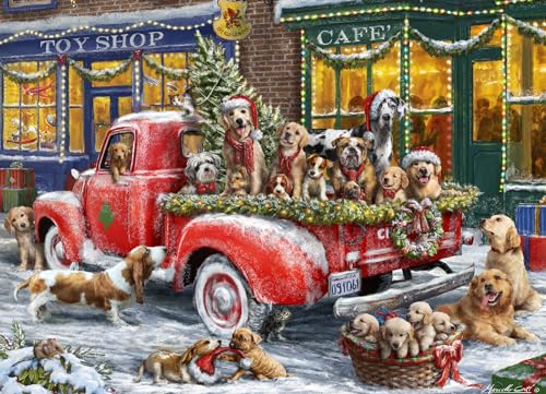 Vermont Christmas Company Doggone Weihnachtspuzzle 1000 Teile – Fertige Größe 66 x 49 cm – vollständig ineinandergreifende und zufällig geformte Teile von Vermont Christmas Company