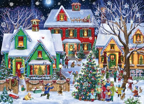 Vermont Christmas Company Nachbarschafts-Weihnachtspuzzle, 1000 Teile, vollständig ineinandergreifende und zufällig geformte Teile, 66 x 49 cm von Vermont Christmas Company