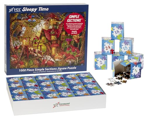 Vermont Christmas Company Puzzle, Sleepy Time, einfache Abschnitte, 1000 Teile, 24 Abschnitte zum Vervollständigen – wählen Sie Ihren Schwierigkeitsgrad von Vermont Christmas Company