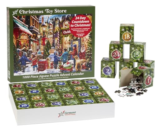 Puzzle-Adventskalender "Christmas Toy Store" - 1000 Teile von Vermont Christmas Company - 24 Puzzleabschnitte zum Vervollständigen - Jahr für Jahr verwenden von Vermont Christmas Company