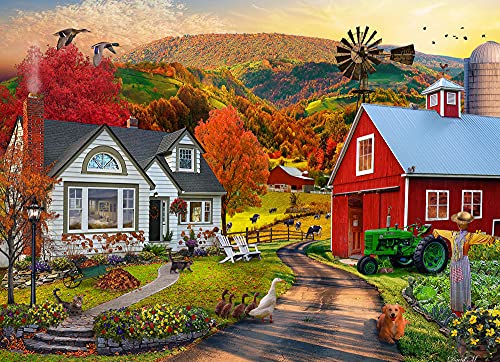 Vermont Christmas Company Puzzle "Country Farm in The Fall", 1000 Teile, vollständig ineinandergreifende und zufällig geformte Teile von Vermont Christmas Company