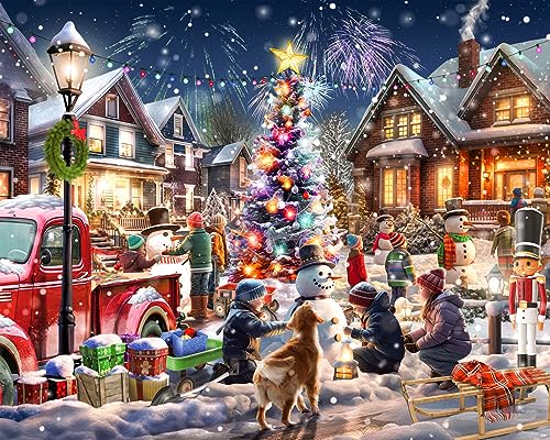 Vermont Christmas Company Schneemann-Wettbewerb Puzzle 1000 Teile – großes Stück Weihnachtspuzzle – ineinandergreifende & zufällig geformte Teile – 76,2 x 61 cm von Vermont Christmas Company