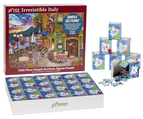 Vermont Christmas Company Unwiderstehliches Italien, einfache Abschnitte, Puzzle, 1000 Teile, 24 Abschnitte zum Vervollständigen – wählen Sie Ihren Schwierigkeitsgrad von Vermont Christmas Company