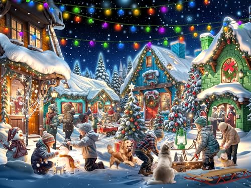 Vermont Christmas Company Weihnachtsstadt-Puzzle, 550 Teile, große Teile, vollständig ineinandergreifende und zufällig geformte Teile, 61 x 45,7 cm von Vermont Christmas Company