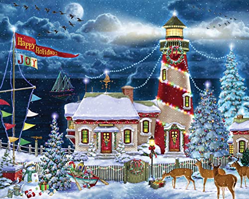 Weihnachts-Leuchtturm-Puzzle 1000 Teile von Vermont Christmas Company von Vermont Christmas Company