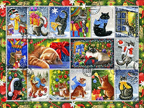 Vermont Christmas Company Christmas Cat Stamps Puzzle 550 Teile von Vermont Christmas Company