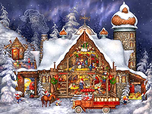 Weihnachtsmann-Scheunen-Puzzle, 550 Teile von Vermont Christmas Company