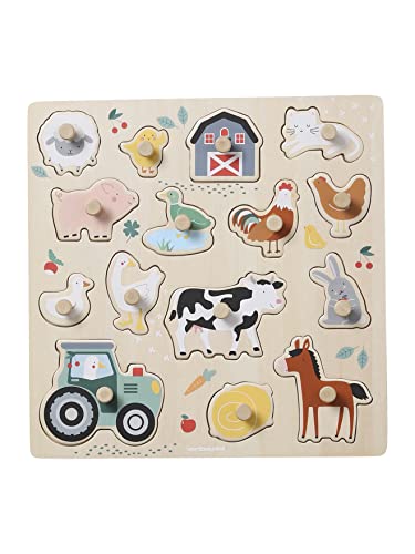 VERTBAUDET Steckpuzzle,Lovely Farm, Holz FSC® beige von Vertbaudet