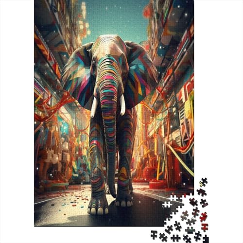 Farbenfrohes Puzzle Art Elefant Klassische Puzzles Lernspiel Herausforderung Spielzeug Tier Puzzle-Geschenk 500-teilige Puzzles Herausforderndes Puzzle Für Erwachsene 500pcs (52x38cm) von VesFy