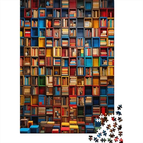 Farbenfrohes Puzzle Buntes Bücherregal Geschicklichkeitsspiel Home Dekoration Puzzle Kunstbücher Puzzle-Geschenk Puzzle 300 Teile Erwachsenen Puzzle Für Erwachsene 300pcs (40x28cm) von VesFy