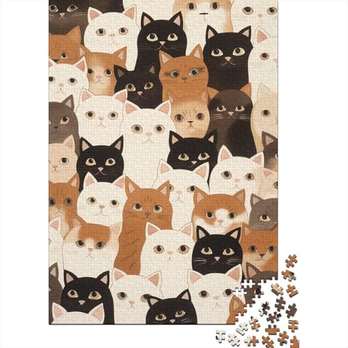 Farbenfrohes Puzzle Cartoon-Katze Geschicklichkeitsspiel Home Dekoration Puzzle Tier Puzzle-Geschenk Puzzle 1000 Teile Herausforderndes Puzzle Für Erwachsene Und Kinder 300pcs (40x28cm) von VesFy