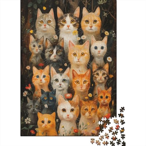 Farbenfrohes Puzzle Cartoon Katze Klassische Puzzles Erwachsene Puzzles Tier Puzzle-Geschenk Puzzle 500 Teile Impossible Puzzle Für Erwachsene Und Kinder 500pcs (52x38cm) von VesFy