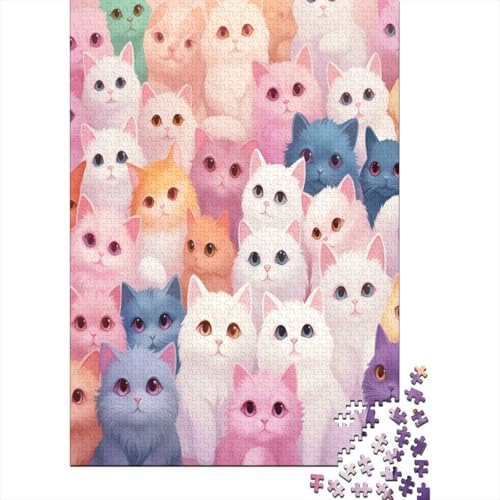 Farbenfrohes Puzzle Cartoon Katze Puzzle Farbenfrohes Legespiel Home Dekoration Puzzle Tier Buntes Legespiel Puzzle 1000 Teile Herausforderndes Puzzle Für Die Ganze Familie 1000pcs (75x50cm) von VesFy