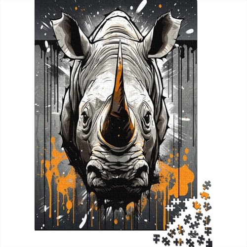 Farbenfrohes Puzzle Kreativ Nashorn Klassische Puzzles Home Dekoration Puzzle Tier Puzzle-Geschenk 300 Teile Puzzle Erwachsenen Puzzle Für Erwachsene Kinder 300pcs (40x28cm) von VesFy