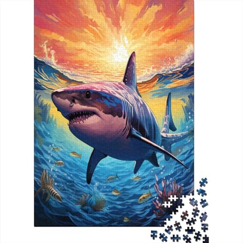 Farbenfrohes Puzzle Kreativer Hai Klassische Puzzles Home Dekoration Puzzle Tier Buntes Legespiel 1000 Teile Erwachsenen Puzzle Für Erwachsene Und Kinder 500pcs (52x38cm) von VesFy