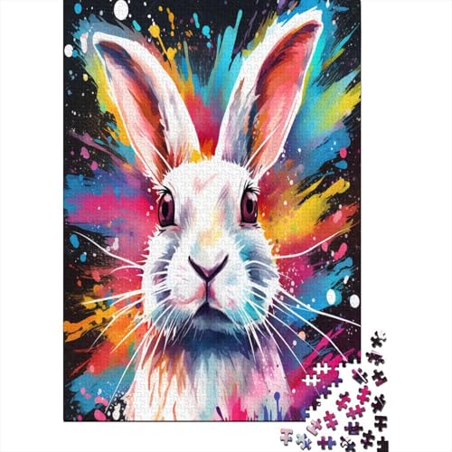 Farbenfrohes Puzzle Kreativer Hase Puzzle Farbenfrohes Legespiel Home Dekoration Puzzle Tier Clevere Rätsel Puzzle 500 Teile Impossible Puzzle Für Erwachsene Und Kinder 500pcs (52x38cm) von VesFy