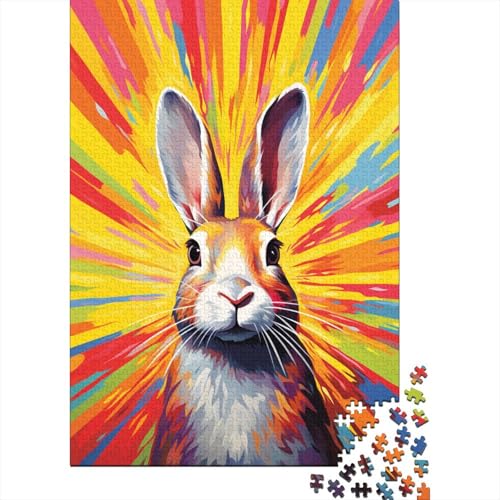 Farbenfrohes Puzzle Kreatives Kaninchen Klassische Puzzles Home Dekoration Puzzle Tier Puzzle 1000 Teile Herausforderndes Puzzle Für Erwachsene 300pcs (40x28cm) von VesFy