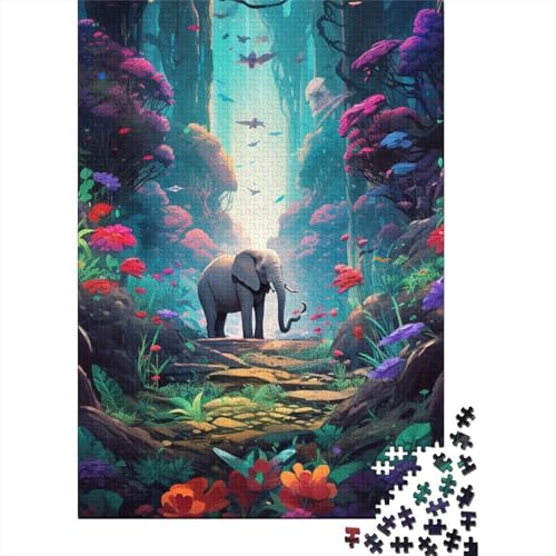 Farbenfrohes Puzzle Kunst Elefant Klassische Puzzles Lernspiel Herausforderung Spielzeug Tier Puzzle-Geschenk 1000-teilige Puzzles Herausforderndes Puzzle Für Erwachsene 1000pcs (75x50cm) von VesFy