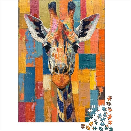 Farbenfrohes Puzzle Kunst Giraffe Geschicklichkeitsspiel Home Dekoration Puzzle Tier Puzzle-Geschenk Puzzle 300 Teile Herausforderndes Puzzle Für Erwachsene Und Kinder 300pcs (40x28cm) von VesFy