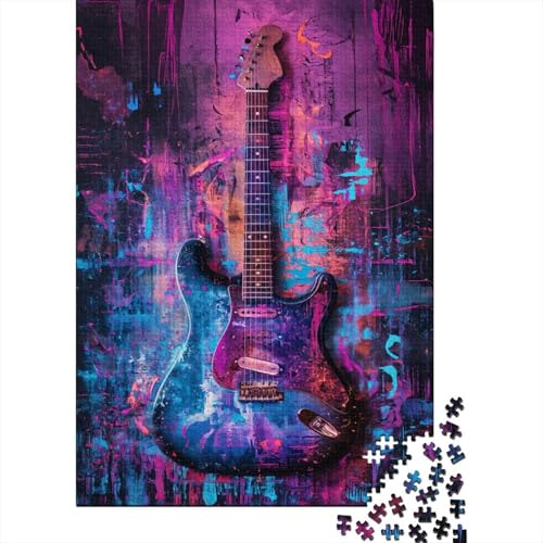 Farbenfrohes Puzzle Kunst-Gitarre Geschicklichkeitsspiel Home Dekoration Puzzle Musikinstrumente Puzzle-Geschenk Puzzle 1000 Teile Herausforderndes Puzzle Für Erwachsene Und Kinder 300pcs (40x28cm) von VesFy