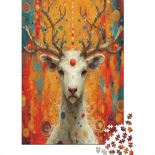 Farbenfrohes Puzzle Kunst-Hirsch Geschicklichkeitsspiel Home Dekoration Puzzle Tier Puzzle-Geschenk Puzzle 1000 Teile Herausforderndes Puzzle Für Erwachsene Und Kinder 300pcs (40x28cm) von VesFy