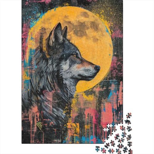 Farbenfrohes Puzzle Kunst Wolf Geschicklichkeitsspiel Home Dekoration Puzzle Tier Puzzle-Geschenk Puzzle 1000 Teile Herausforderndes Puzzle Für Erwachsene Und Kinder 300pcs (40x28cm) von VesFy