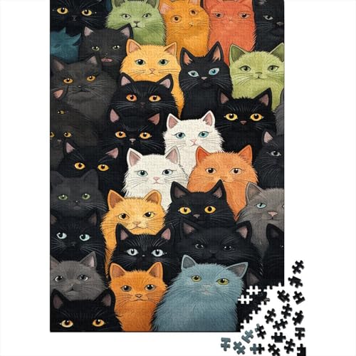 Farbenfrohes Puzzle Niedliche Katze Geschicklichkeitsspiel Erwachsene Puzzles Tier Puzzle-Geschenk 1000-teilige Puzzles Erwachsenen Puzzle Für Erwachsene Und Kinder 300pcs (40x28cm) von VesFy