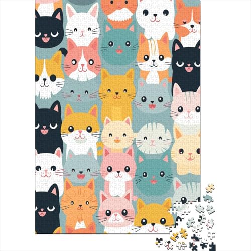 Farbenfrohes Puzzle Niedliche Katze Geschicklichkeitsspiel Erwachsene Puzzles Tier Puzzle-Geschenk 300-teilige Puzzles Erwachsenen Puzzle Für Erwachsene Und Kinder 300pcs (40x28cm) von VesFy