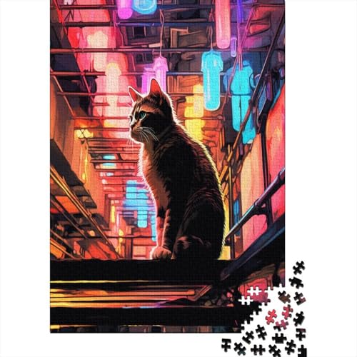 Farbenfrohes Puzzle Niedliche Katze Klassische Puzzles Lernspiel Herausforderung Spielzeug Tier Puzzle-Geschenk 1000-teilige Puzzles Herausforderndes Puzzle Für Erwachsene 300pcs (40x28cm) von VesFy