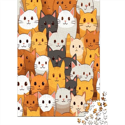 Farbenfrohes Puzzle Niedliche Katze Klassische Puzzles Lernspiel Herausforderung Spielzeug Tier Puzzle-Geschenk 1000-teilige Puzzles Herausforderndes Puzzle Für Erwachsene 500pcs (52x38cm) von VesFy