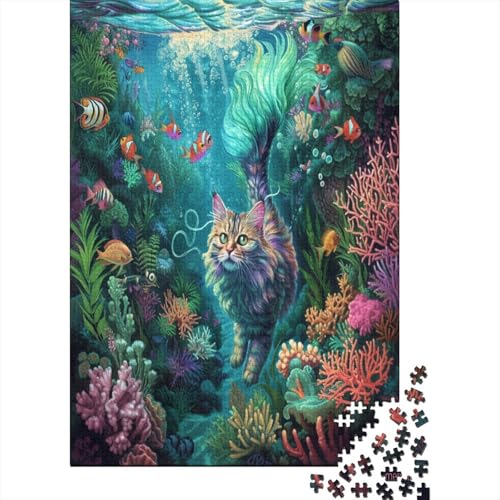 Farbenfrohes Puzzle Niedliche Katze Klassische Puzzles Lernspiel Herausforderung Spielzeug Tier Puzzle-Geschenk 300-teilige Puzzles Herausforderndes Puzzle Für Erwachsene 300pcs (40x28cm) von VesFy