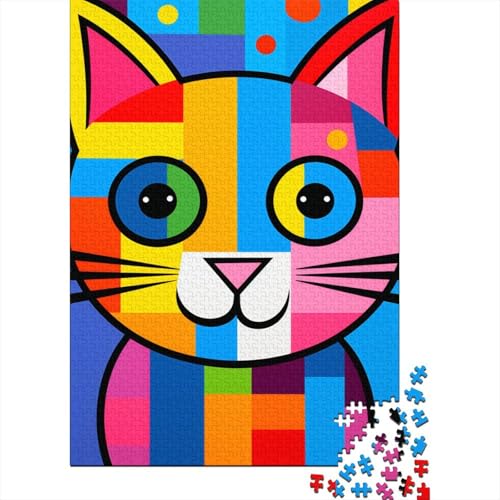 Farbenfrohes Puzzle Niedliche Katze Puzzle Farbenfrohes Legespiel Home Dekoration Puzzle Tier Buntes Legespiel Puzzle 500 Teile Herausforderndes Puzzle Für Die Ganze Familie 500pcs (52x38cm) von VesFy