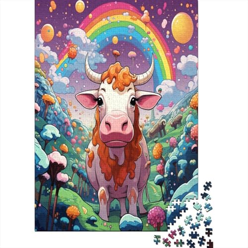 Farbenfrohes Puzzle Niedliche Kuh Puzzle Farbenfrohes Legespiel Home Dekoration Puzzle Tier Puzzle-Geschenk 1000-teilige Puzzles Impossible Puzzle Für Erwachsene 1000pcs (75x50cm) von VesFy